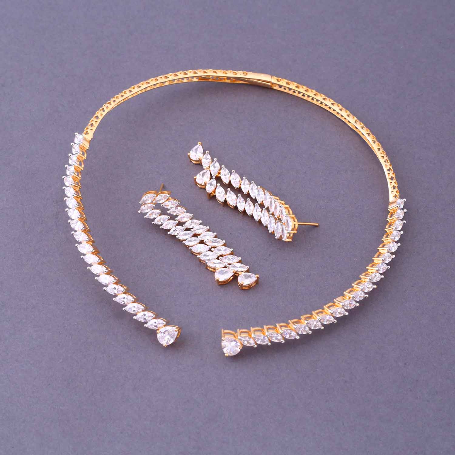 Golden Glisey Hasli Zirconia Jewellery Set - Image 4