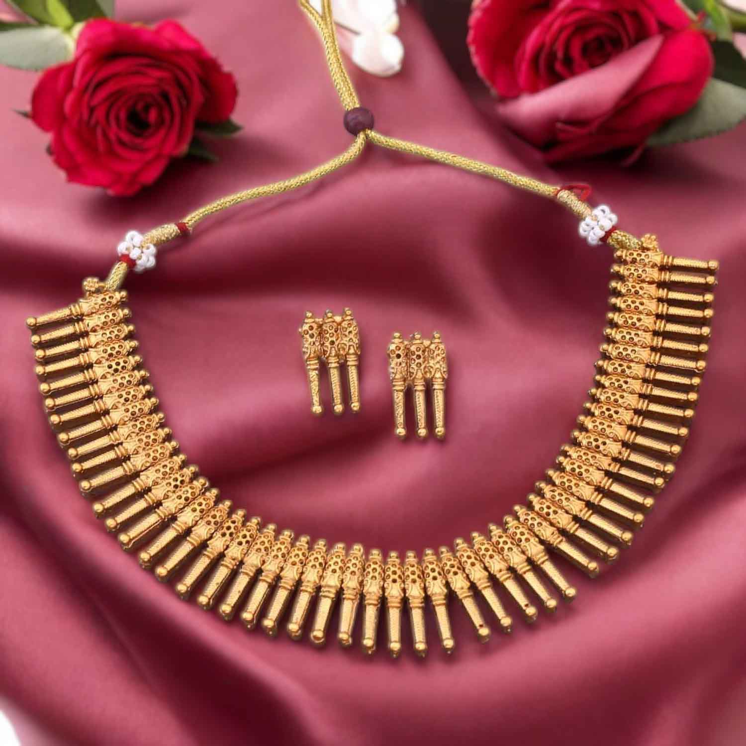 Golden Harshveeta Antique Jewellery Set - New Arrival