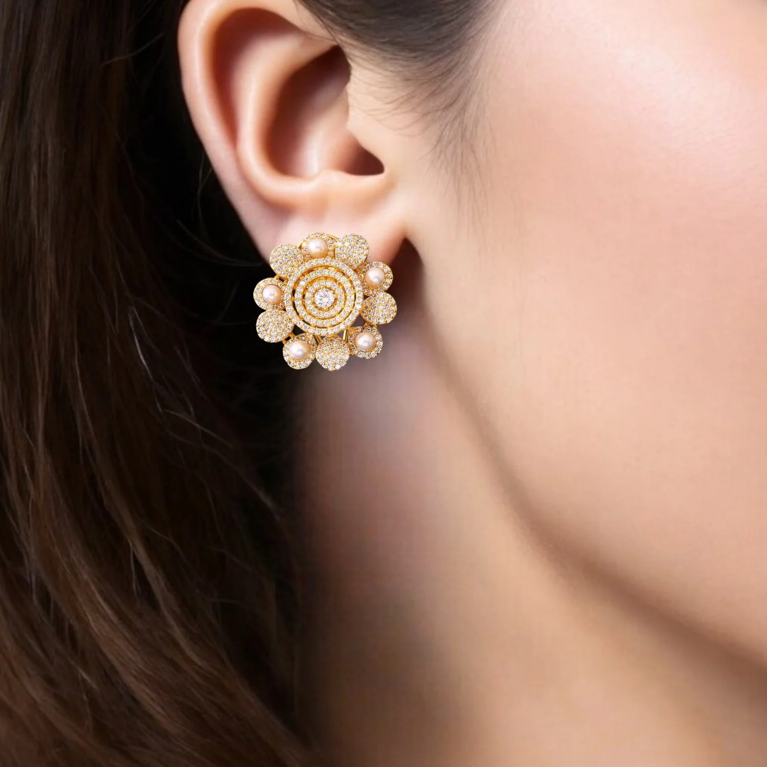 Golden Jacquier Zirconia Studs - Image 2