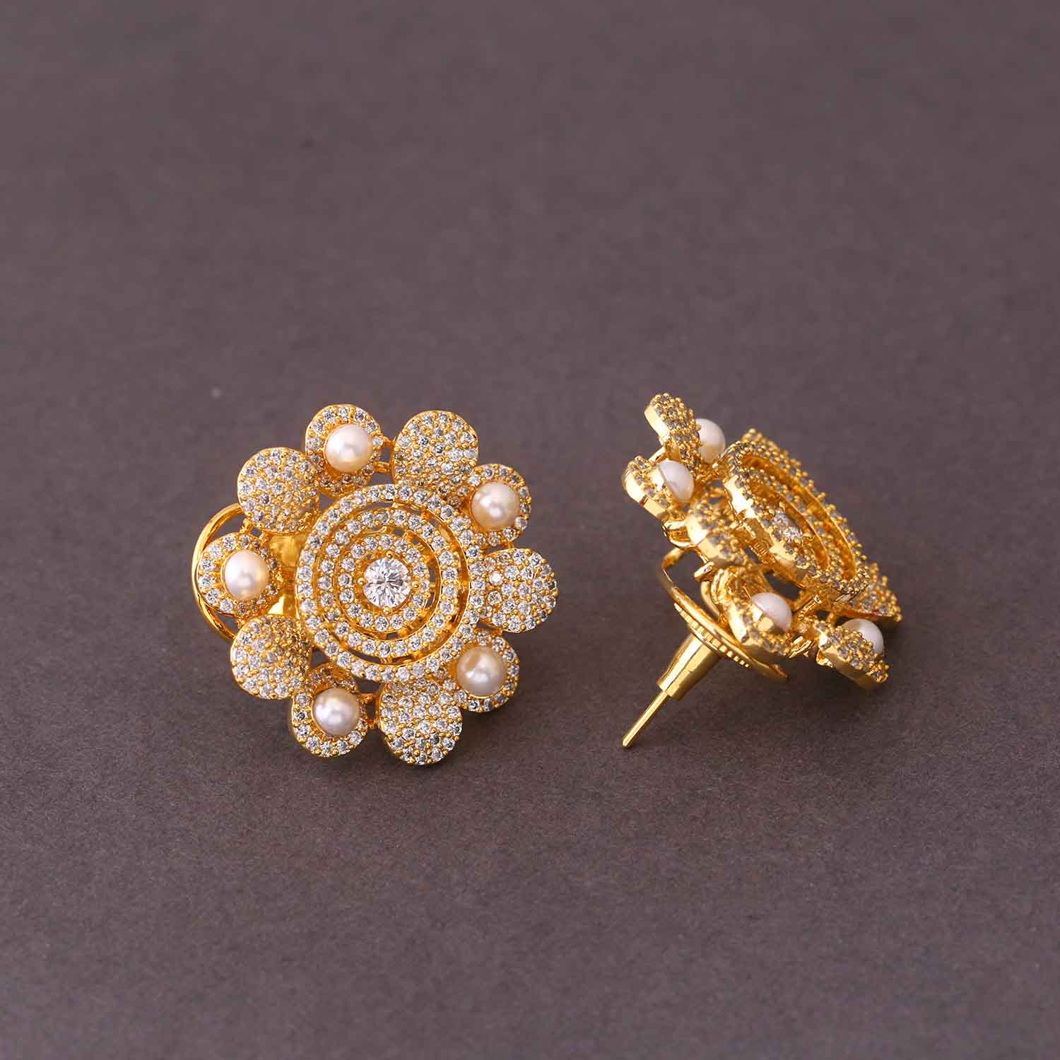Golden Jacquier Zirconia Studs - Image 4