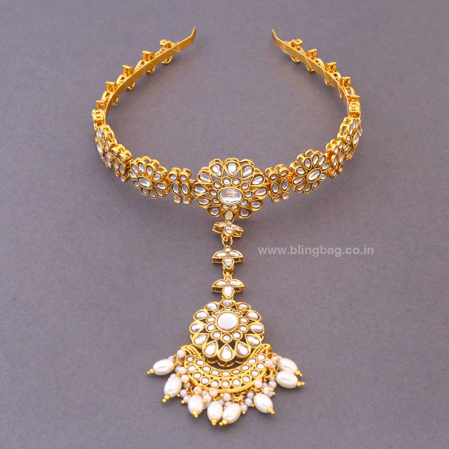 Golden Jagvi Hairband With Tikka - Image 2