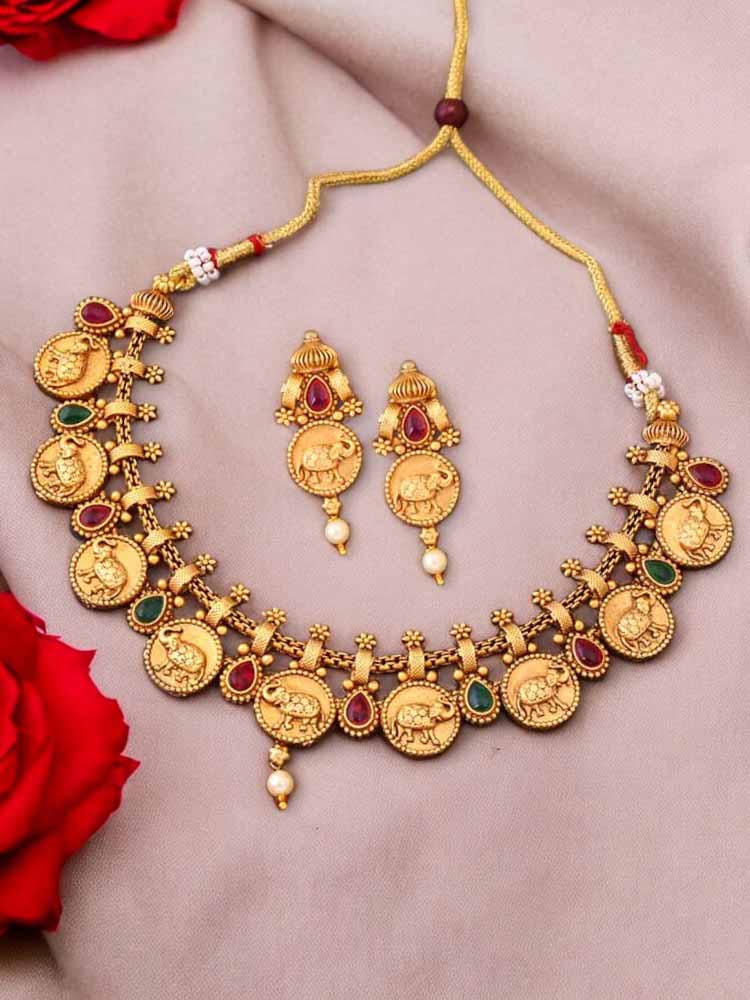 Golden Janardana Temple Jewellery Set - New Arrival