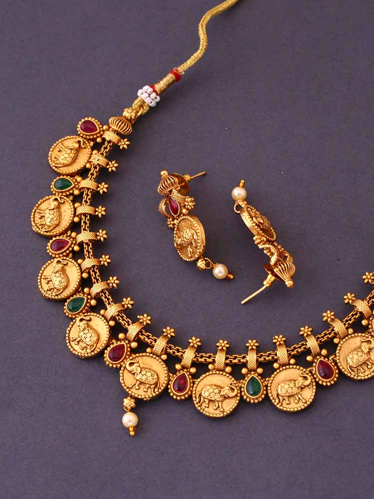 Golden Janardana Temple Jewellery Set - New Arrival - Image 4