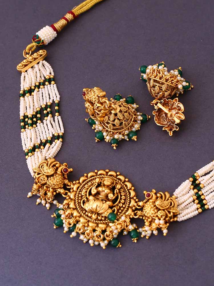 Golden Jayathi Temple Jewellery Set - Image 4