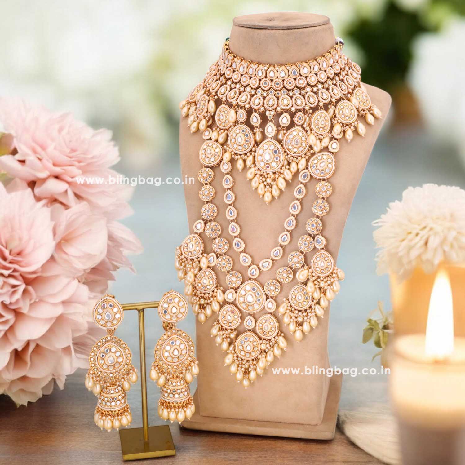 Golden Jhanvi Bridal Jewellery Set - Image 2