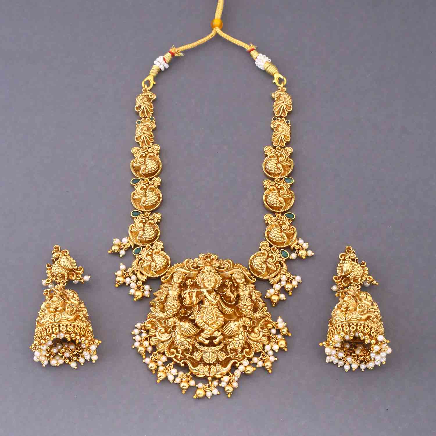 Golden Jigisha Hasli Temple Jewellery Set- New Arrival - Image 3
