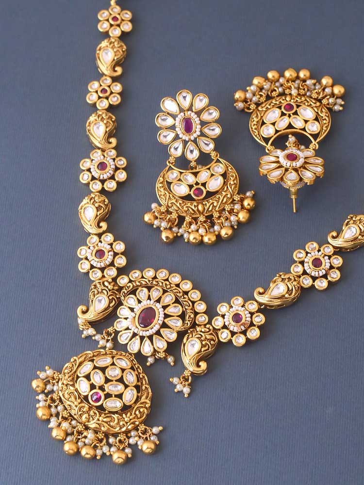 Golden Kalki Antique Jewellery Set - Image 4