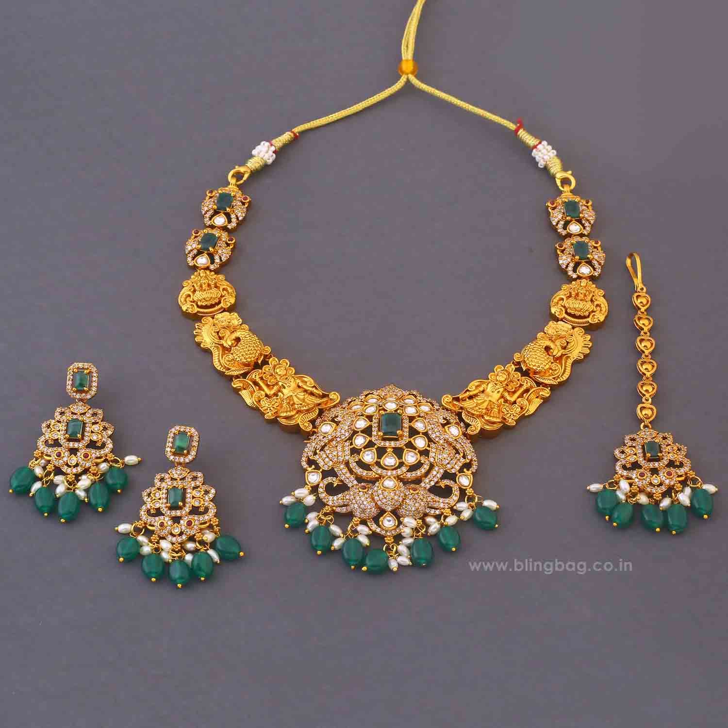Golden Katyayanii Bridal Temple Jewellery Set - New Arrival - Image 5