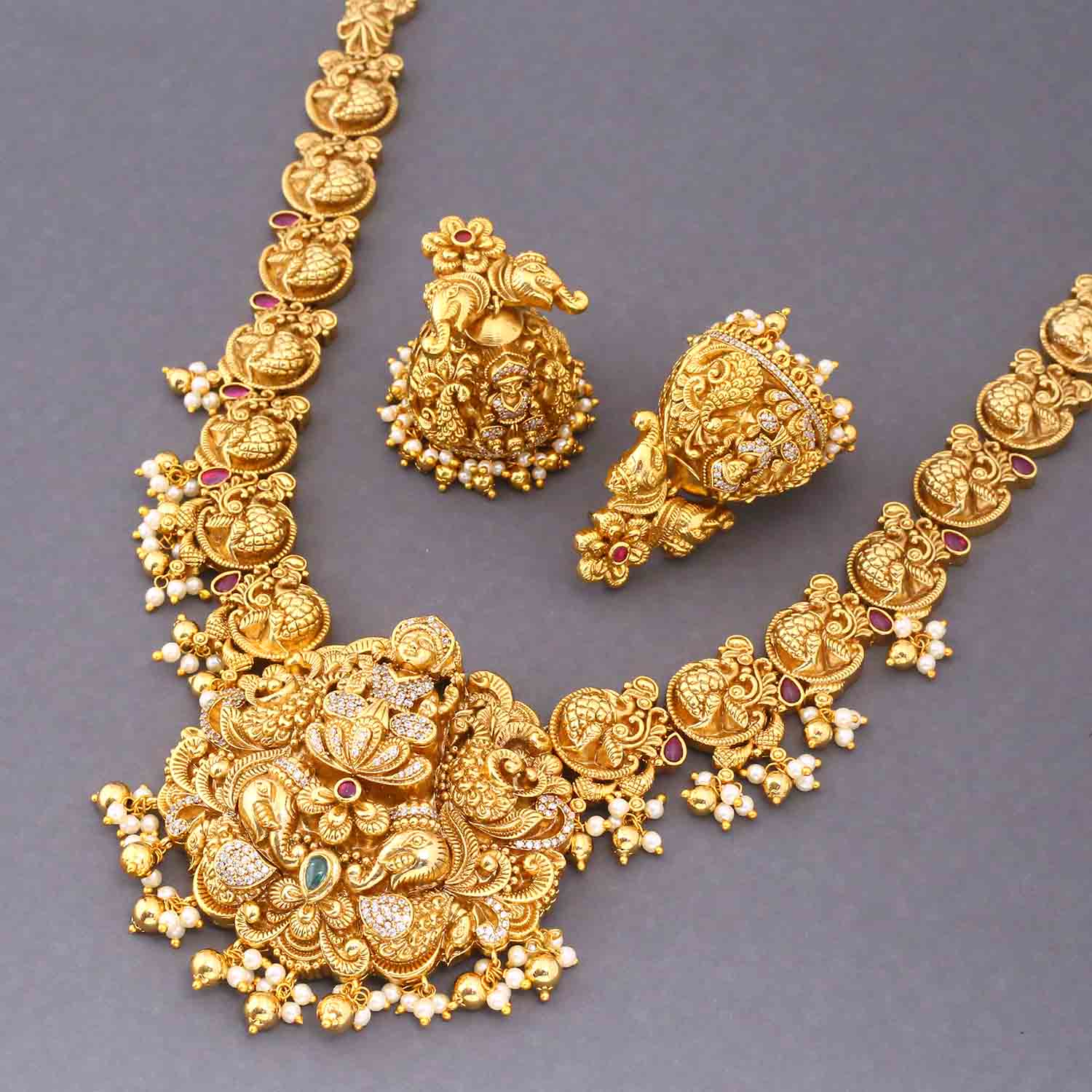 Golden Khushlani Temple Jewellery Set- New Arrival - Image 3