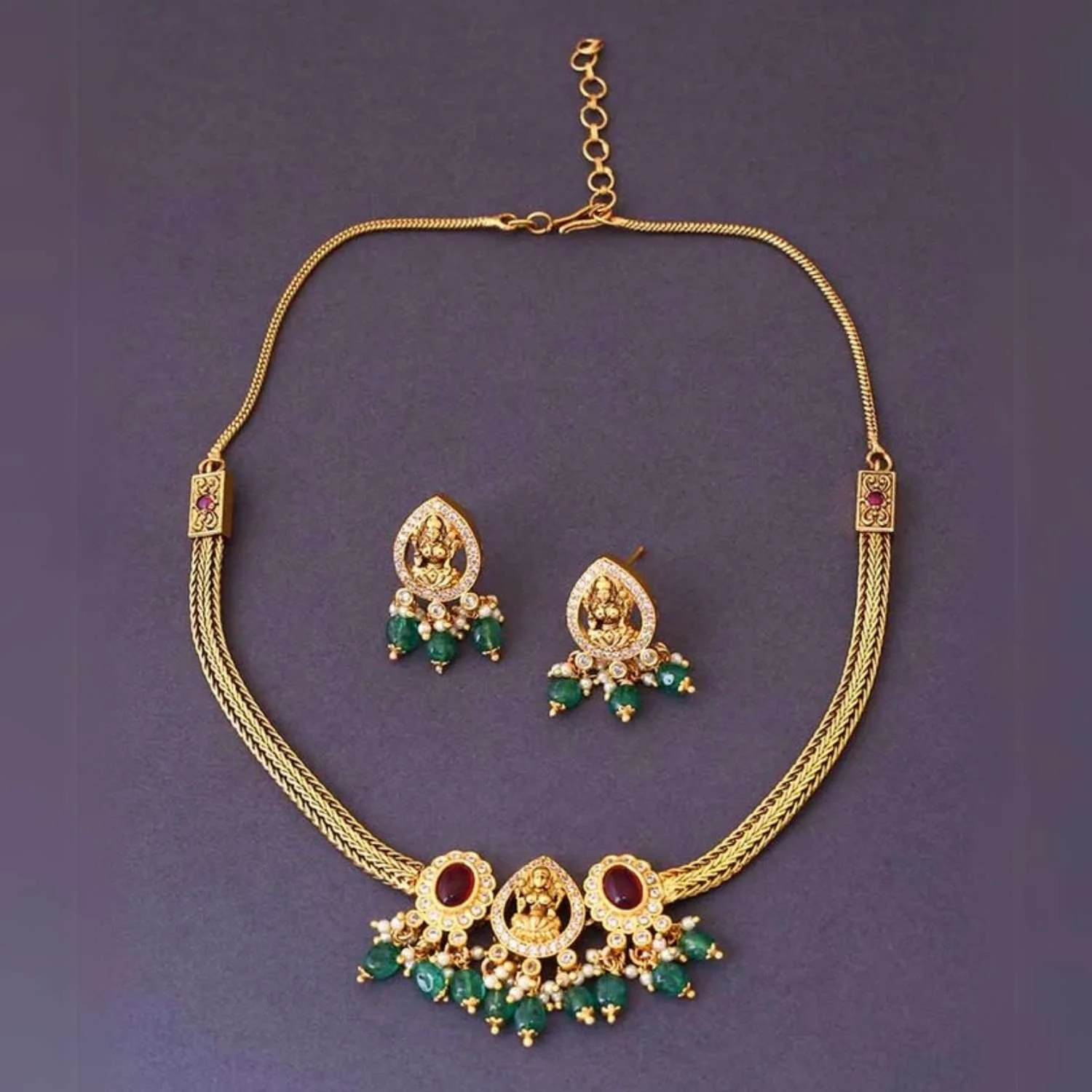 Golden Kurma Temple Jewellery Set - Image 4
