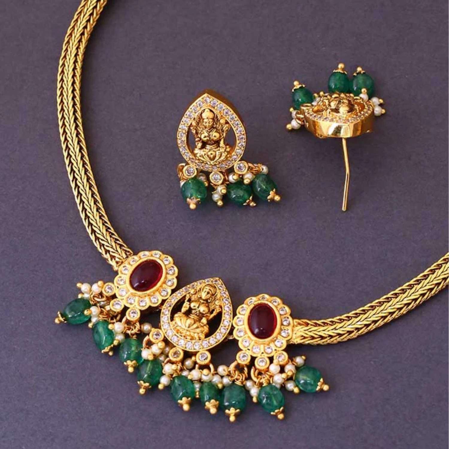 Golden Kurma Temple Jewellery Set - Image 5