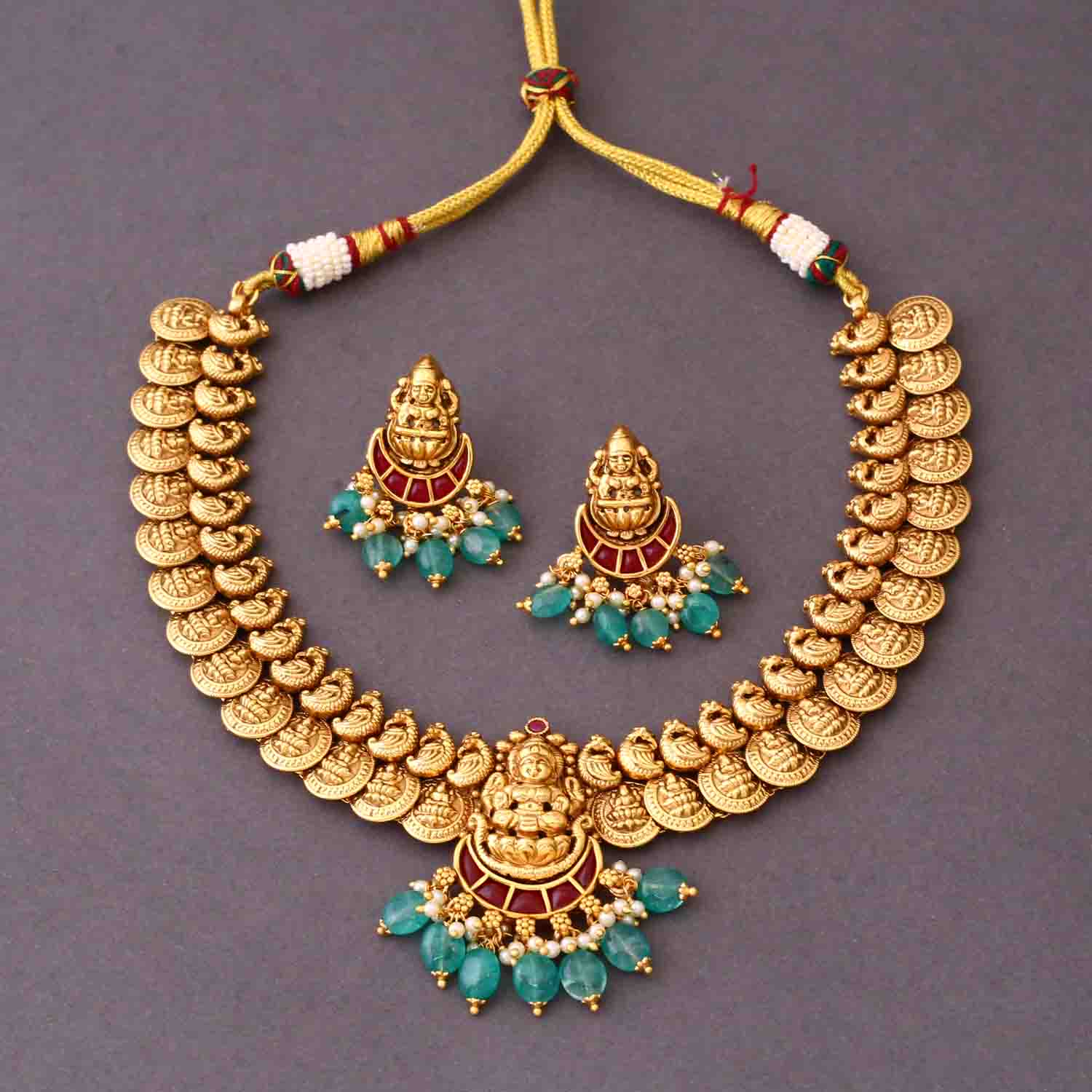 Golden Lalita Temple Jewellery Set - New Arrival - Image 3
