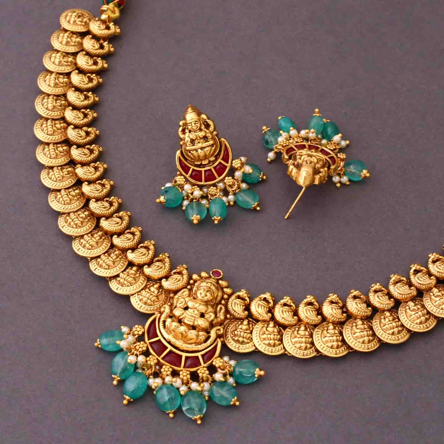 Golden Lalita Temple Jewellery Set - New Arrival - Image 4