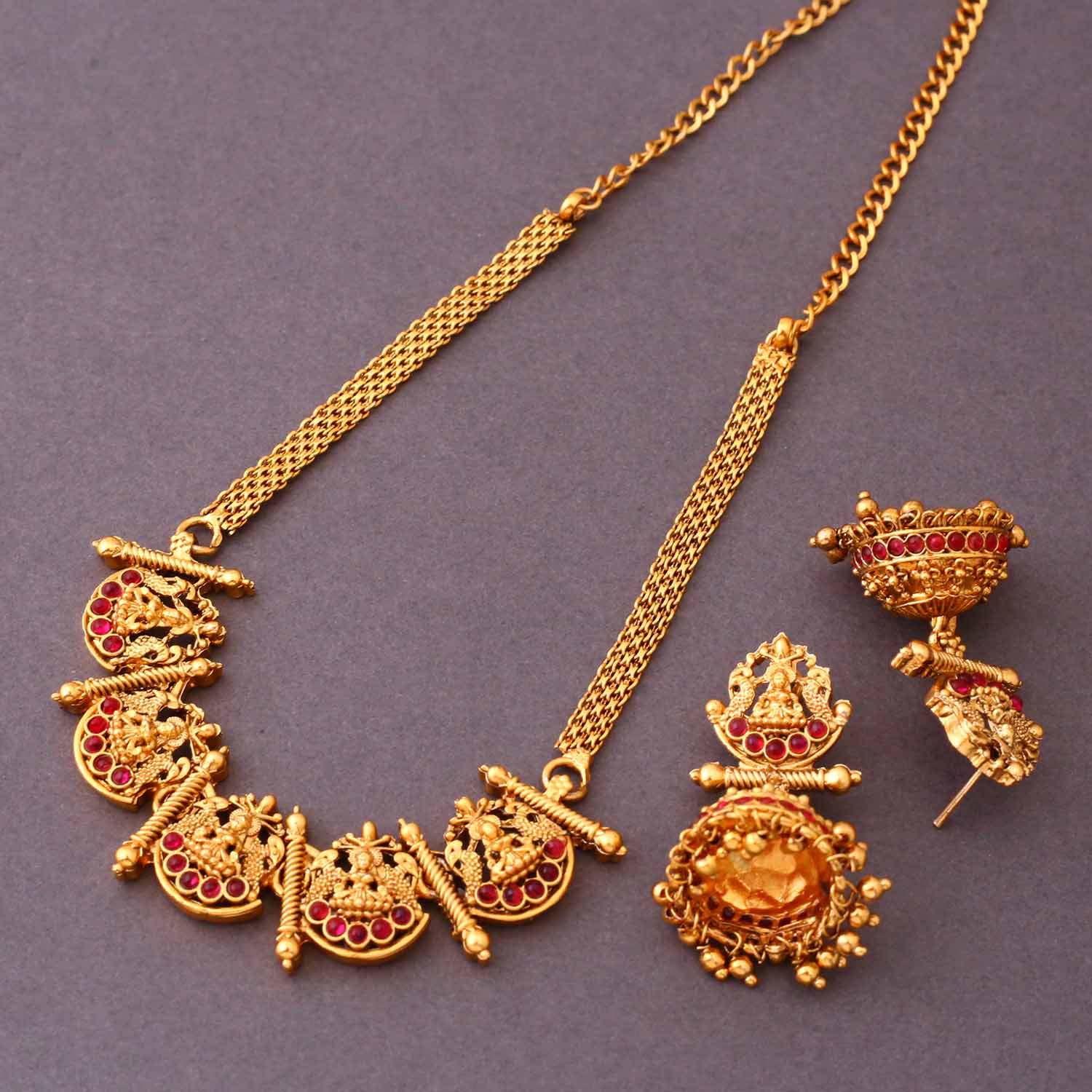 Golden Mahavidya Temple Jewellery Set - New Arrival - Image 4