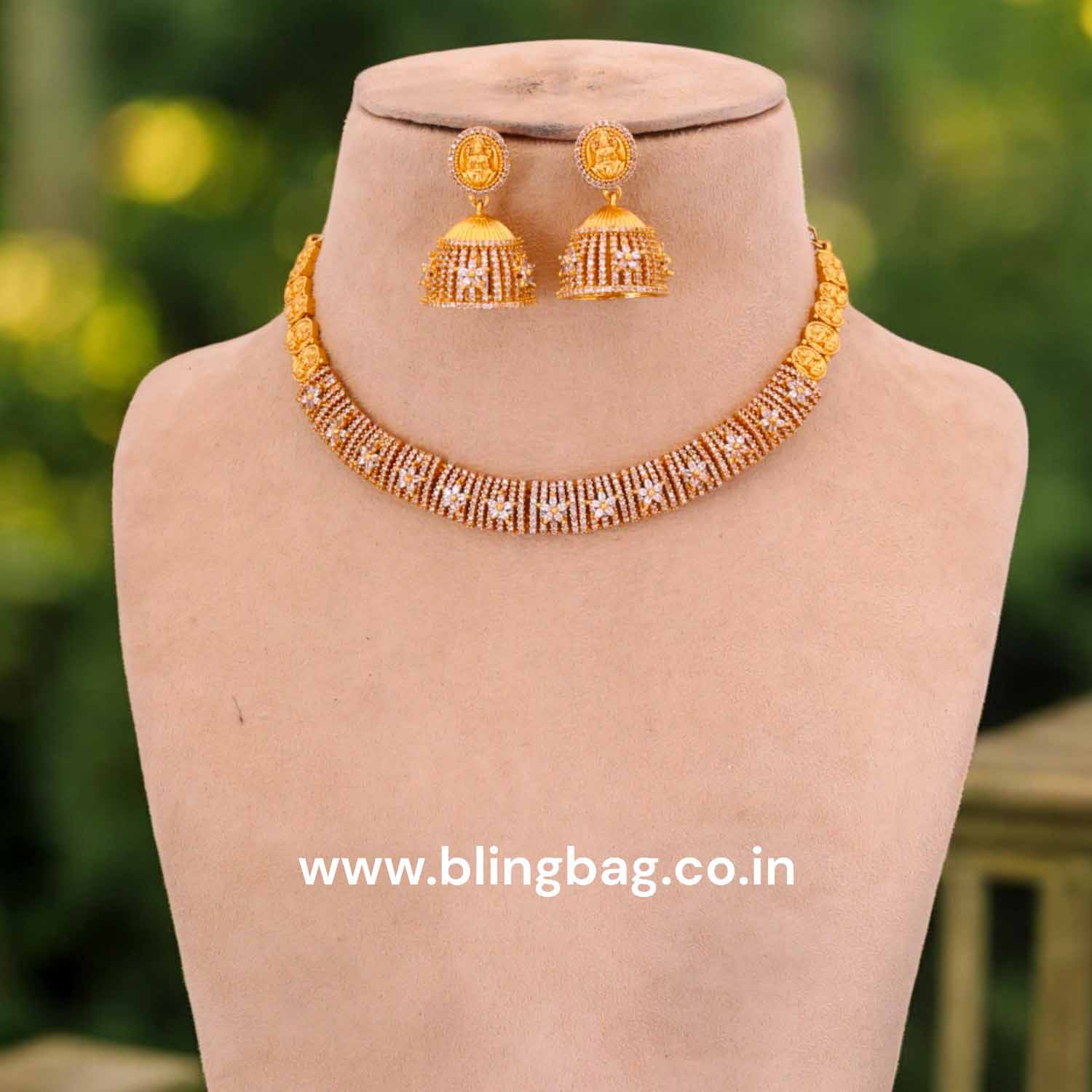 Golden Maheshiya Hasli Temple Jewellery Set-New Arrival - Image 2