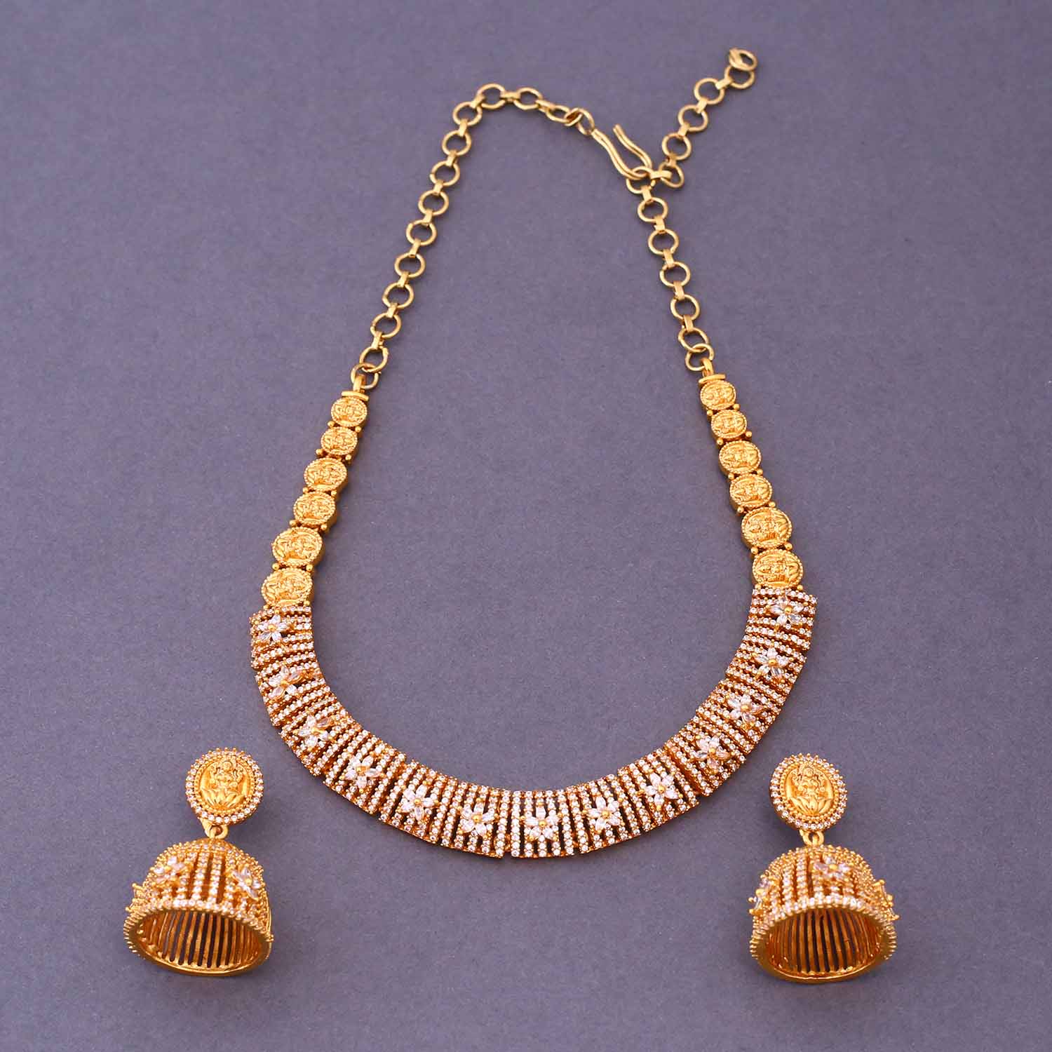 Golden Maheshiya Hasli Temple Jewellery Set-New Arrival - Image 3