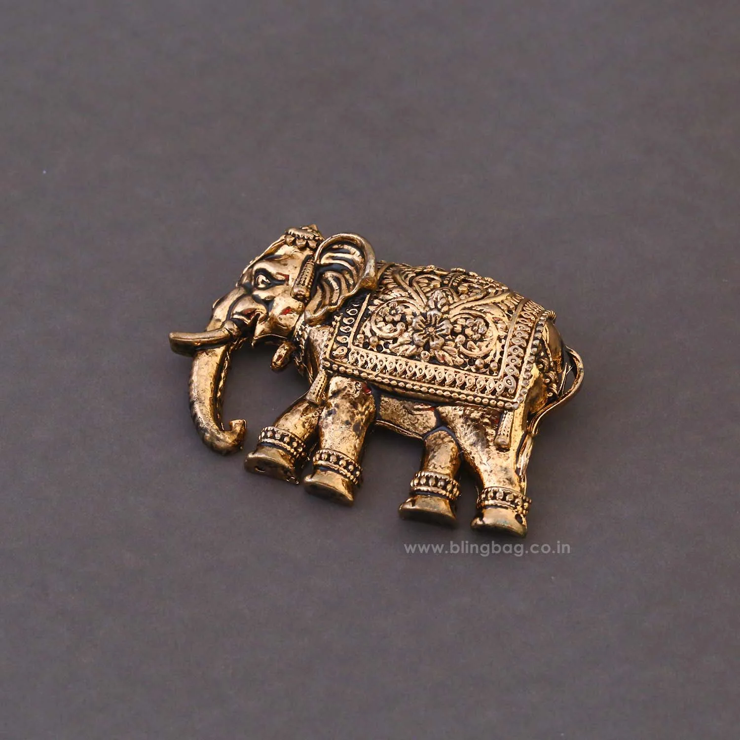 Golden Majestic Elephant Brooch - Image 4