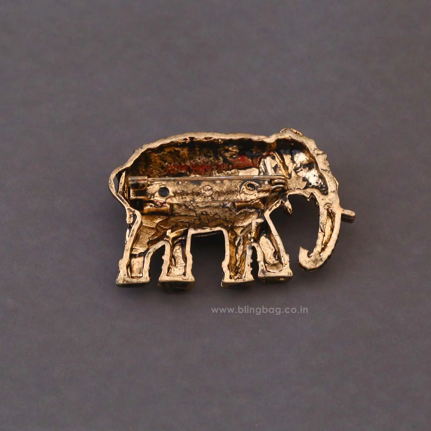 Golden Majestic Elephant Brooch - Image 5