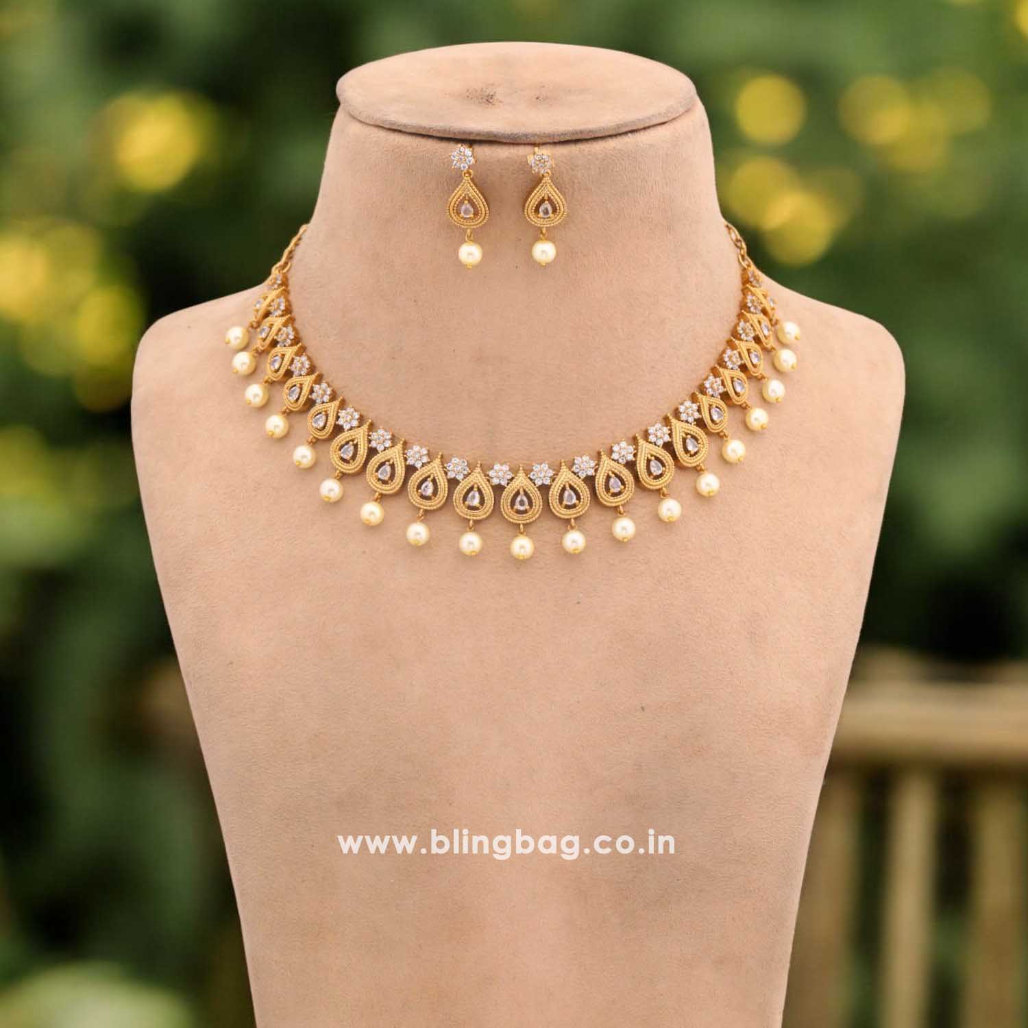 Golden Mayureshwar Antique Jewellery Set - New Arrival - Image 2