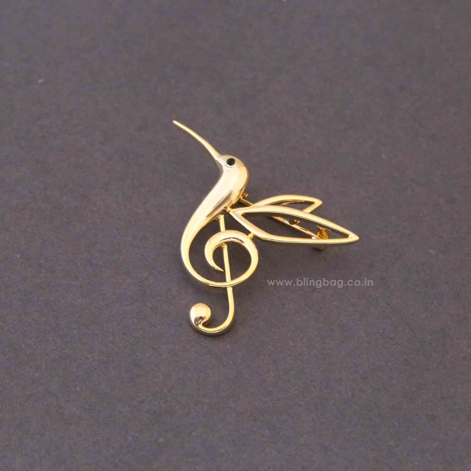 Golden Melody Bird Brooch - Image 3