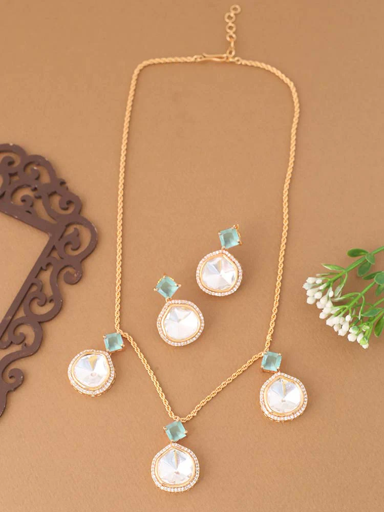 Golden Mint Azizah Zirconia Jewellery Set - EOSS - Image 3