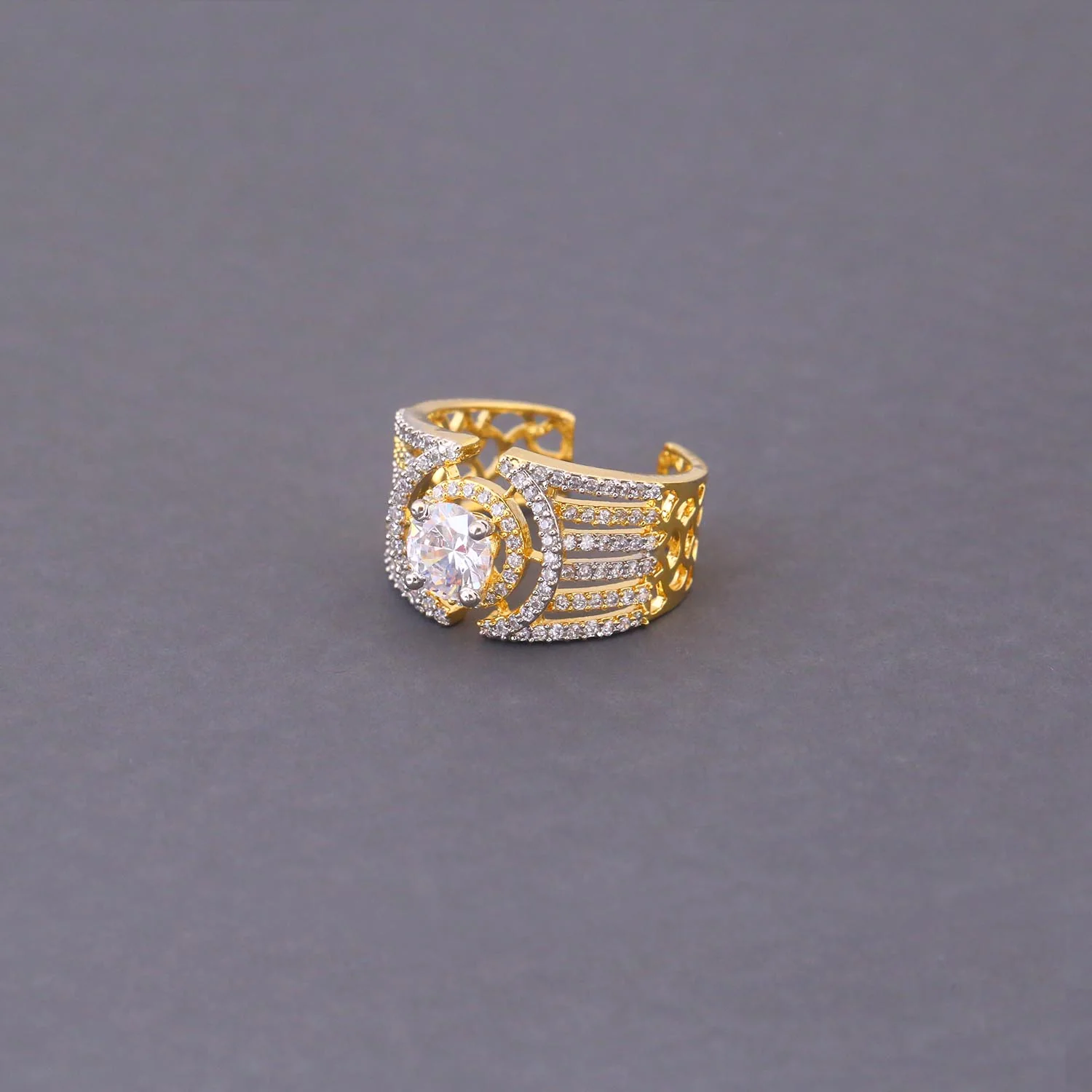 Golden Mollie Adjustable Zirconia Ring - Image 4