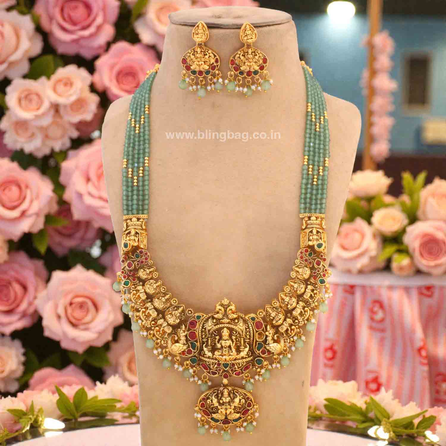 Golden Mumbadevi Temple Jewellery Set - New Arrival - Image 2