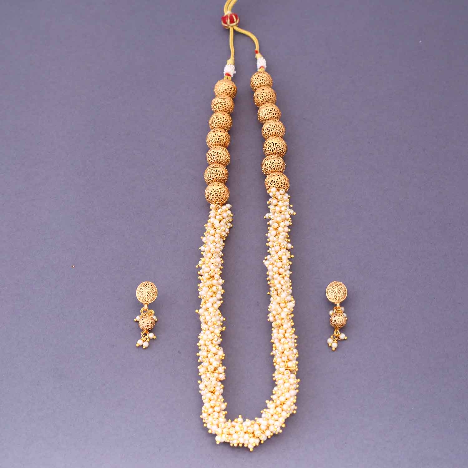 Golden Navleen Antique Jewellery Set - New Arrival - Image 3