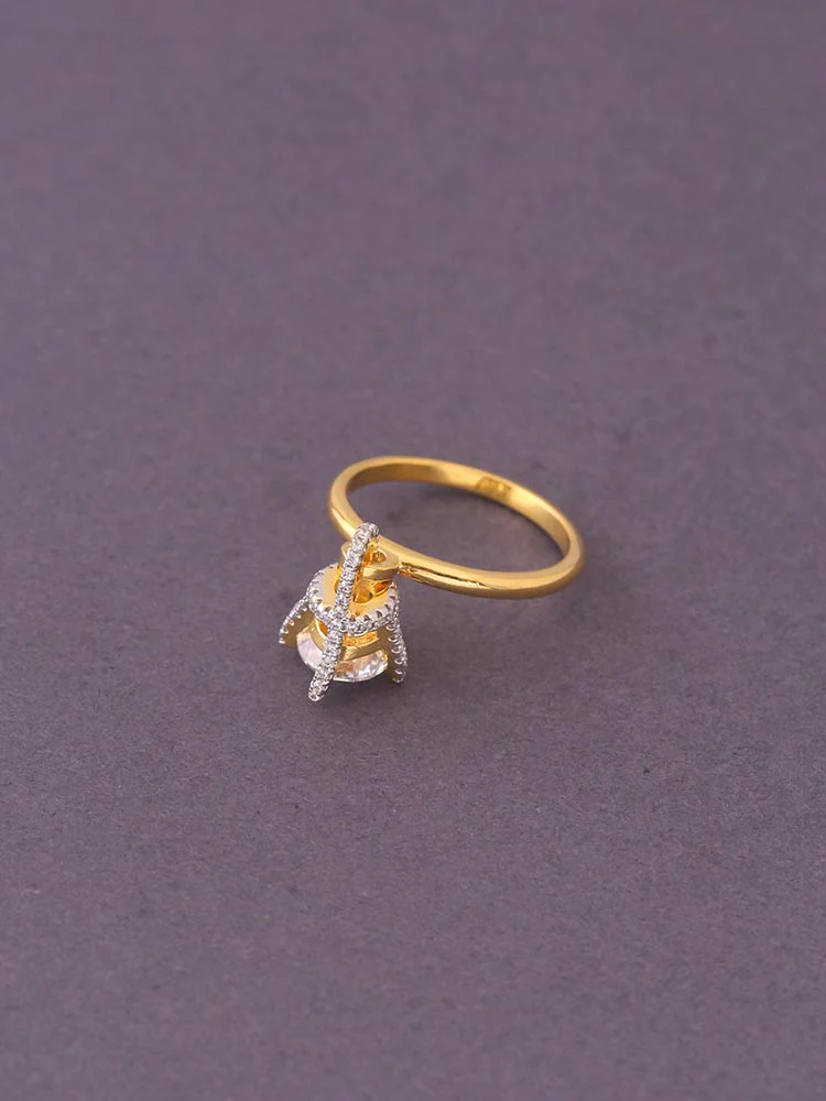Golden Nupoor Zirconia Ring - EOSS - Image 3