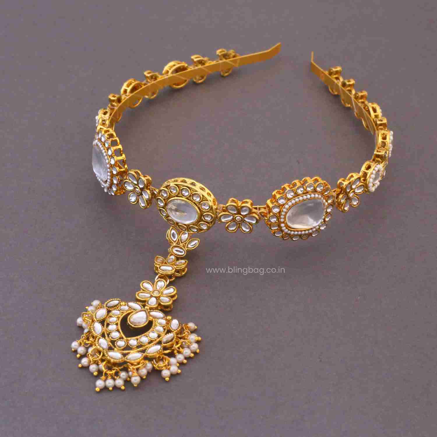 Golden Pihuya Hairband With Tikka - Image 3