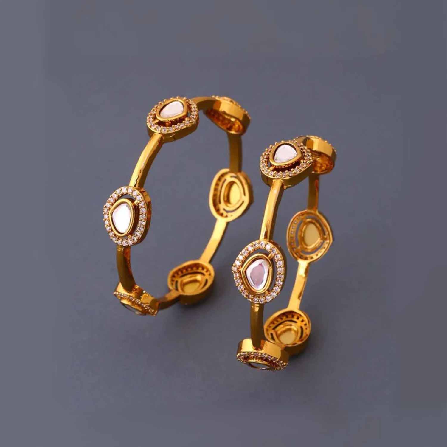 Golden Pralaya Kundan Bangles - Image 2