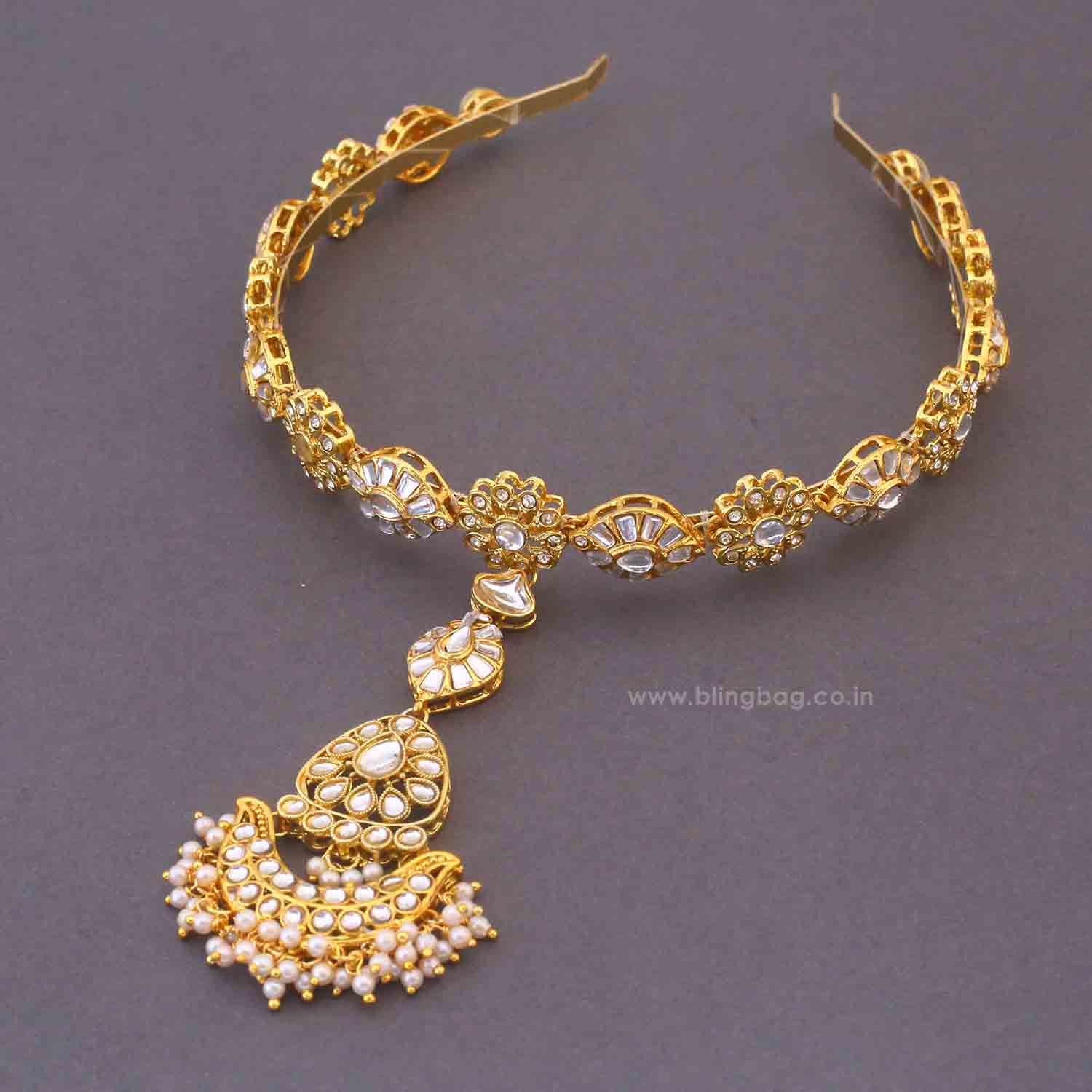 Golden Ranijaa Hairband With Tikka - Image 3