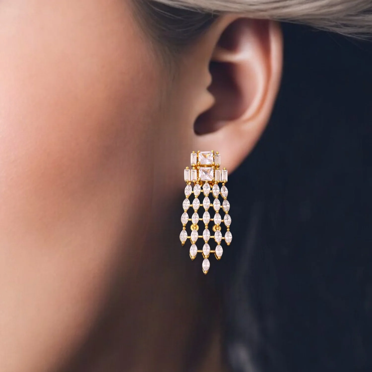 Golden Rayner Zirconia Danglers - Image 2