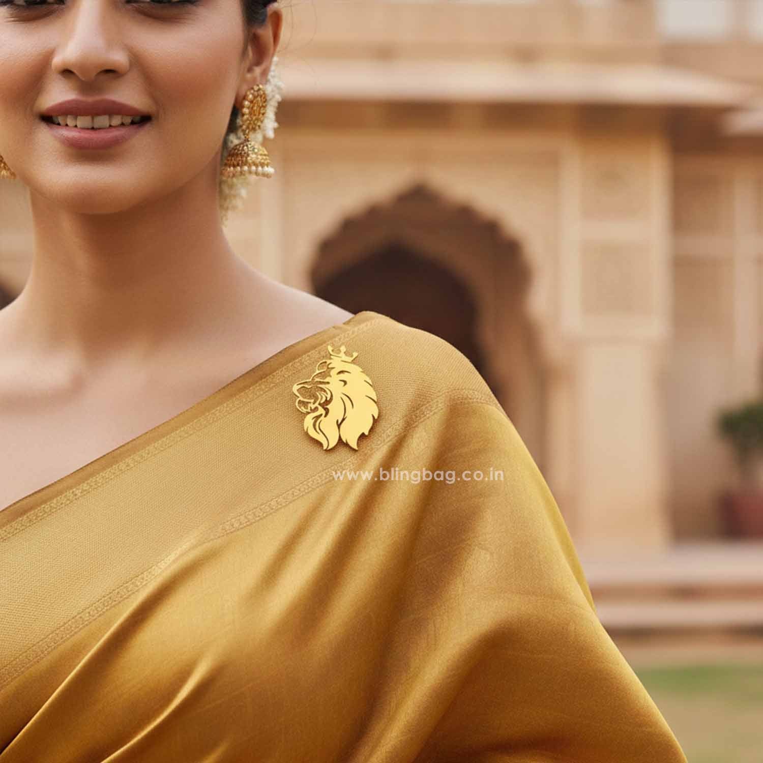 Golden Regal Lion Brooch