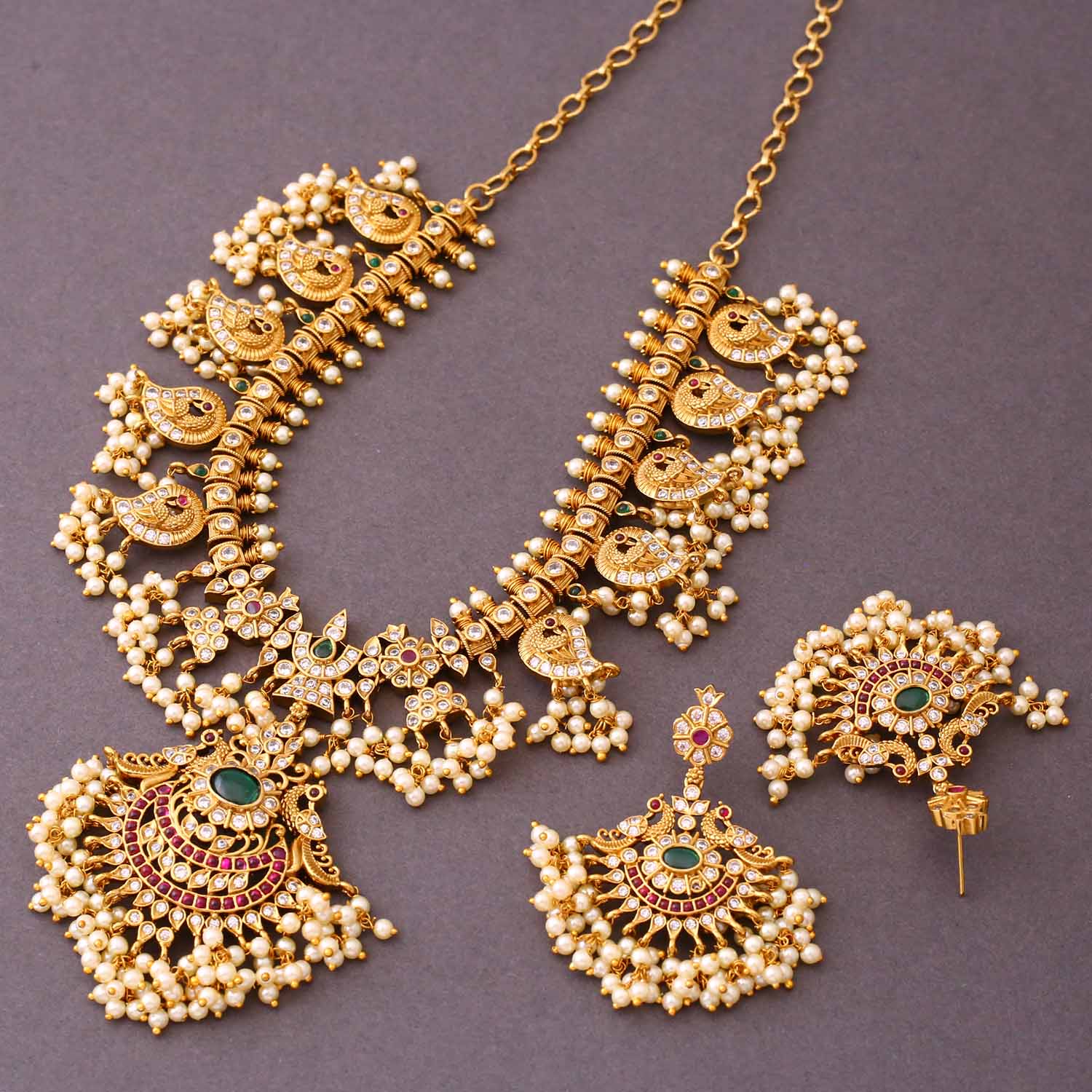 Golden Sahya Antique Jewellery Set - New Arrival - Image 4
