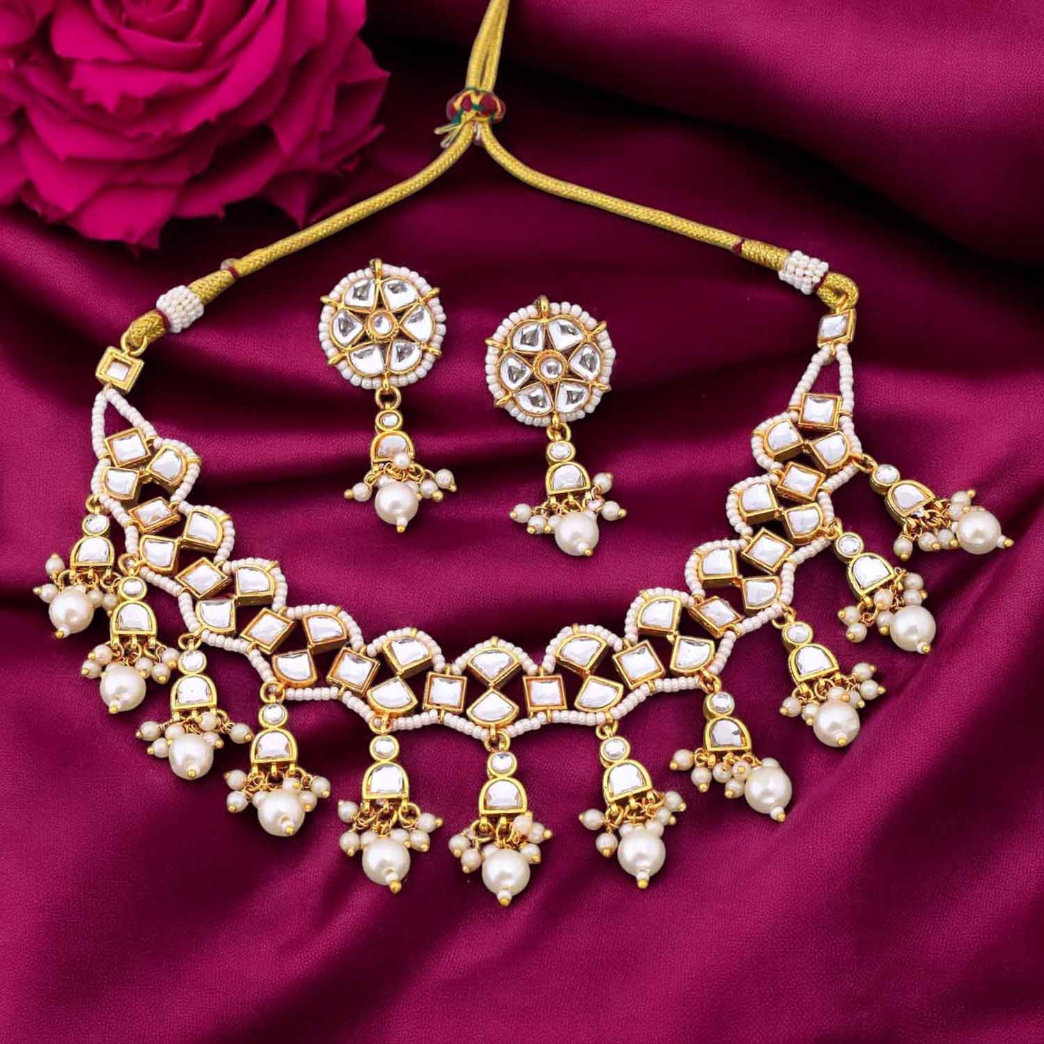 Golden Samaira Kundan Jewellery Set - Image 2