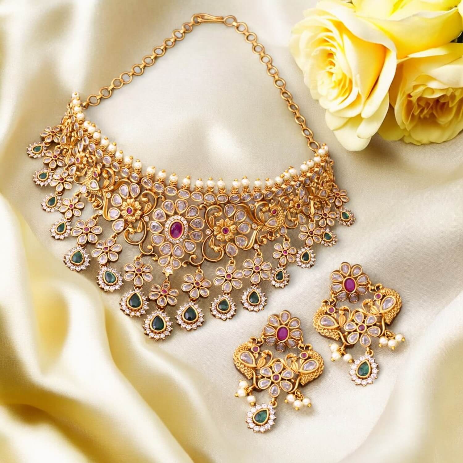 Golden Sanchita Antique Jewellery Set- New Arrival
