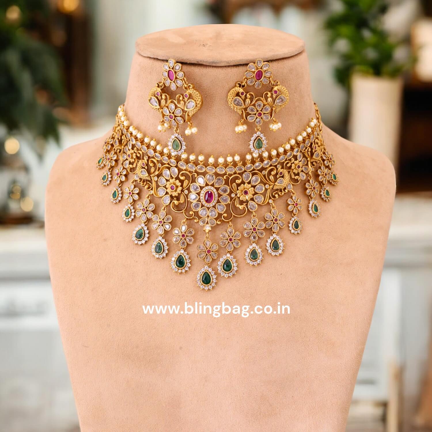 Golden Sanchita Antique Jewellery Set- New Arrival - Image 2