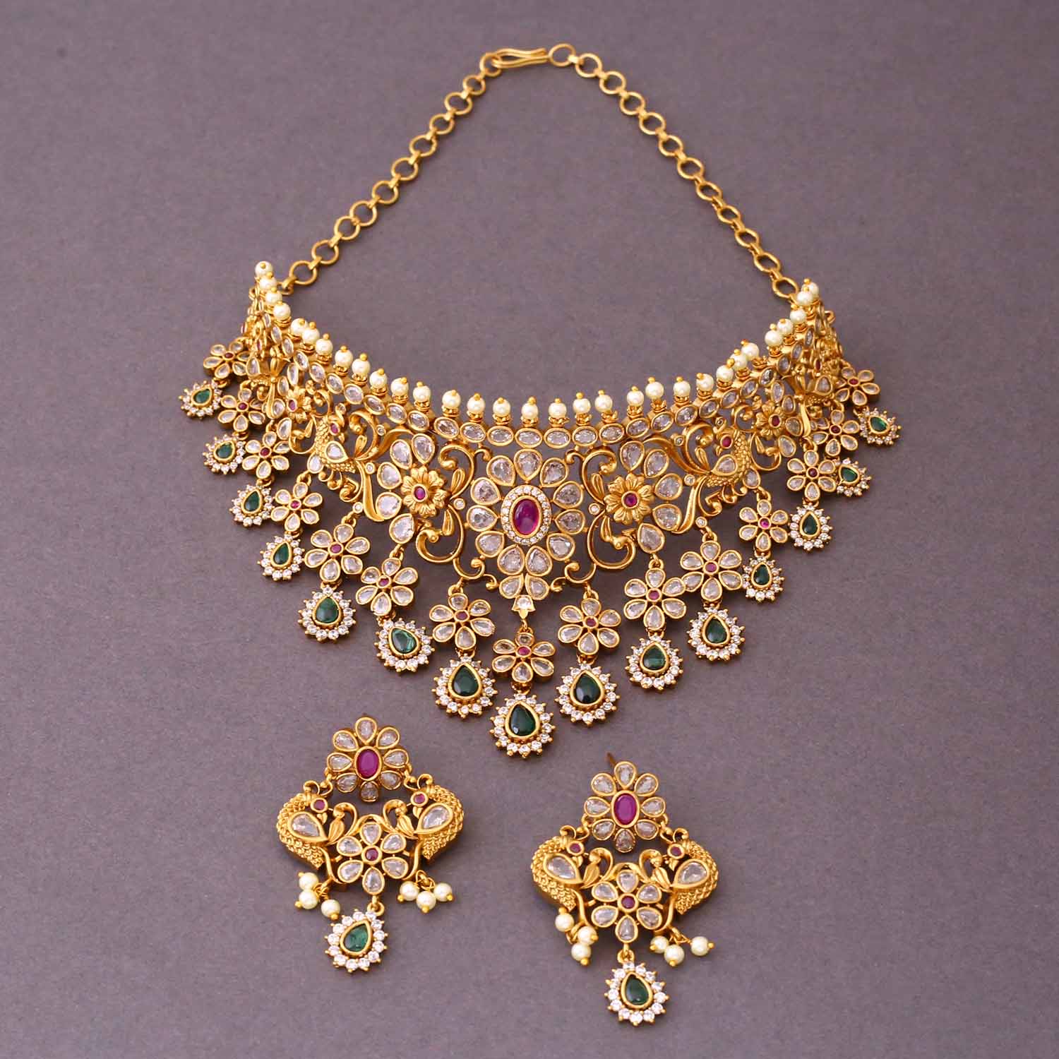Golden Sanchita Antique Jewellery Set- New Arrival - Image 3