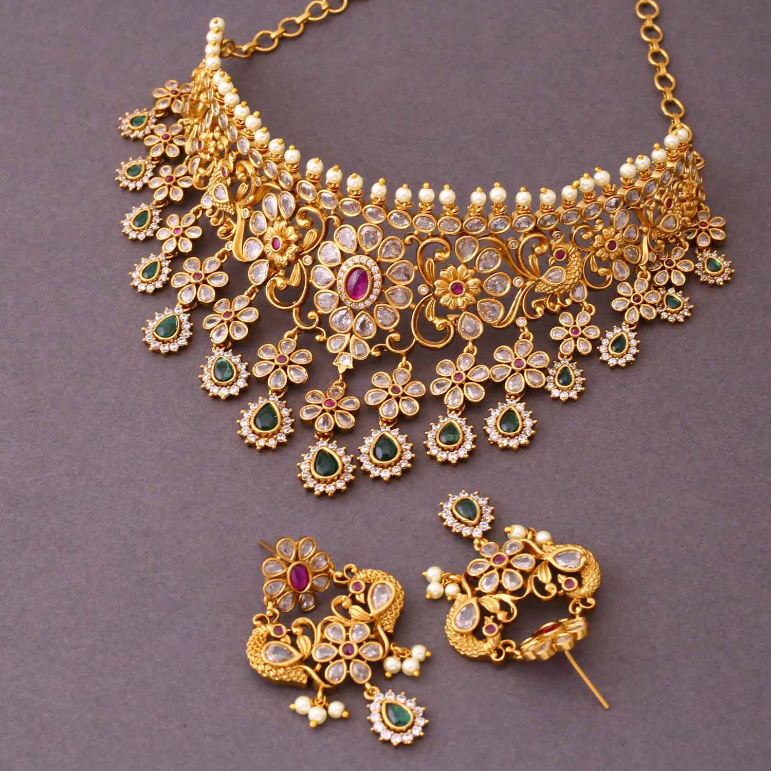 Golden Sanchita Antique Jewellery Set- New Arrival - Image 4