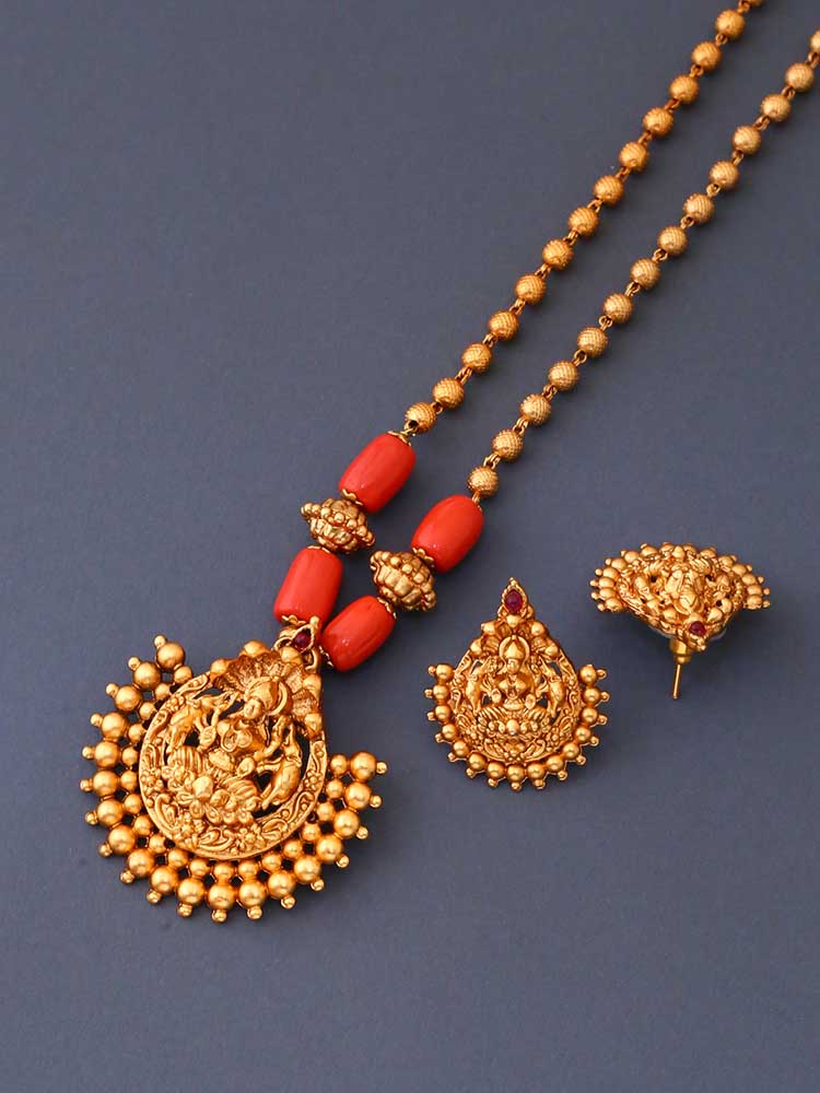 Golden Sarveshwara Temple Pendant Set - New Arrival - Image 4