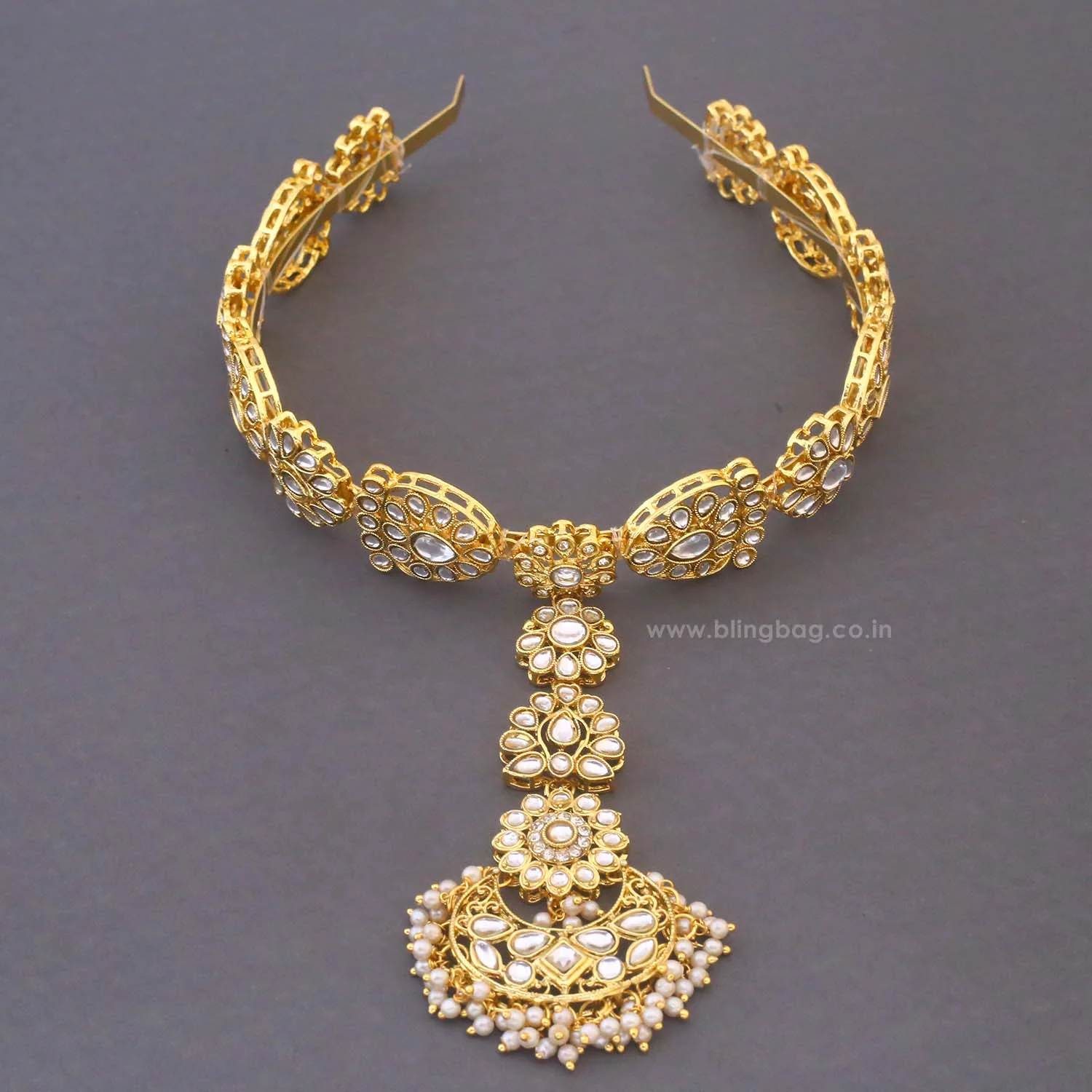 Golden Sejal Hairband With Tikka - Image 2
