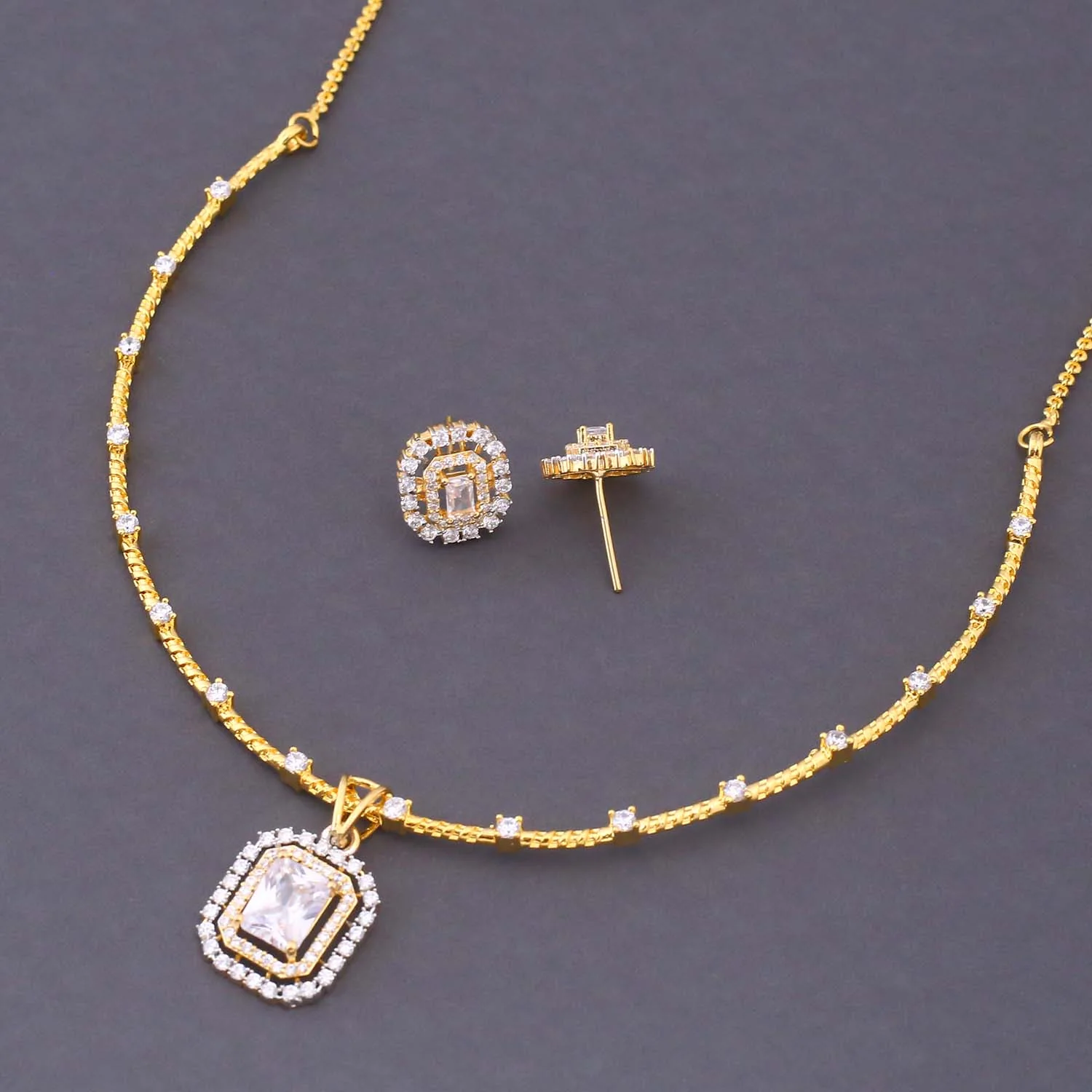 Golden Serena Hasli Zirconia Jewellery Set - Image 4