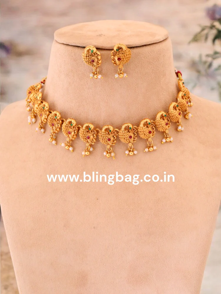 Golden Shankara Temple Jewellery Set - New Arrival - Image 2