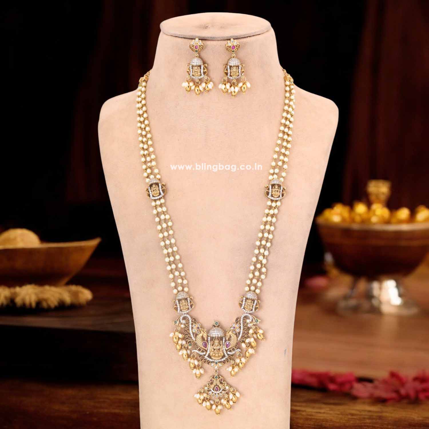 Golden Sharviya Temple Jewellery Set - New Arrival - Image 2