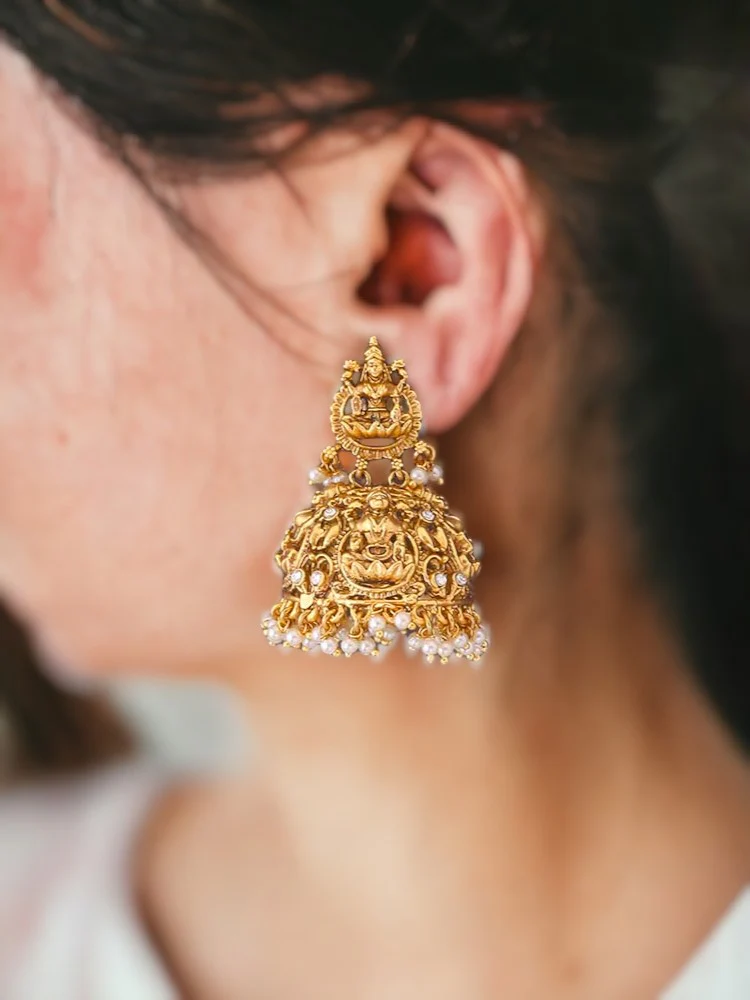 Golden Sheetla Temple Jhumkis - Image 2