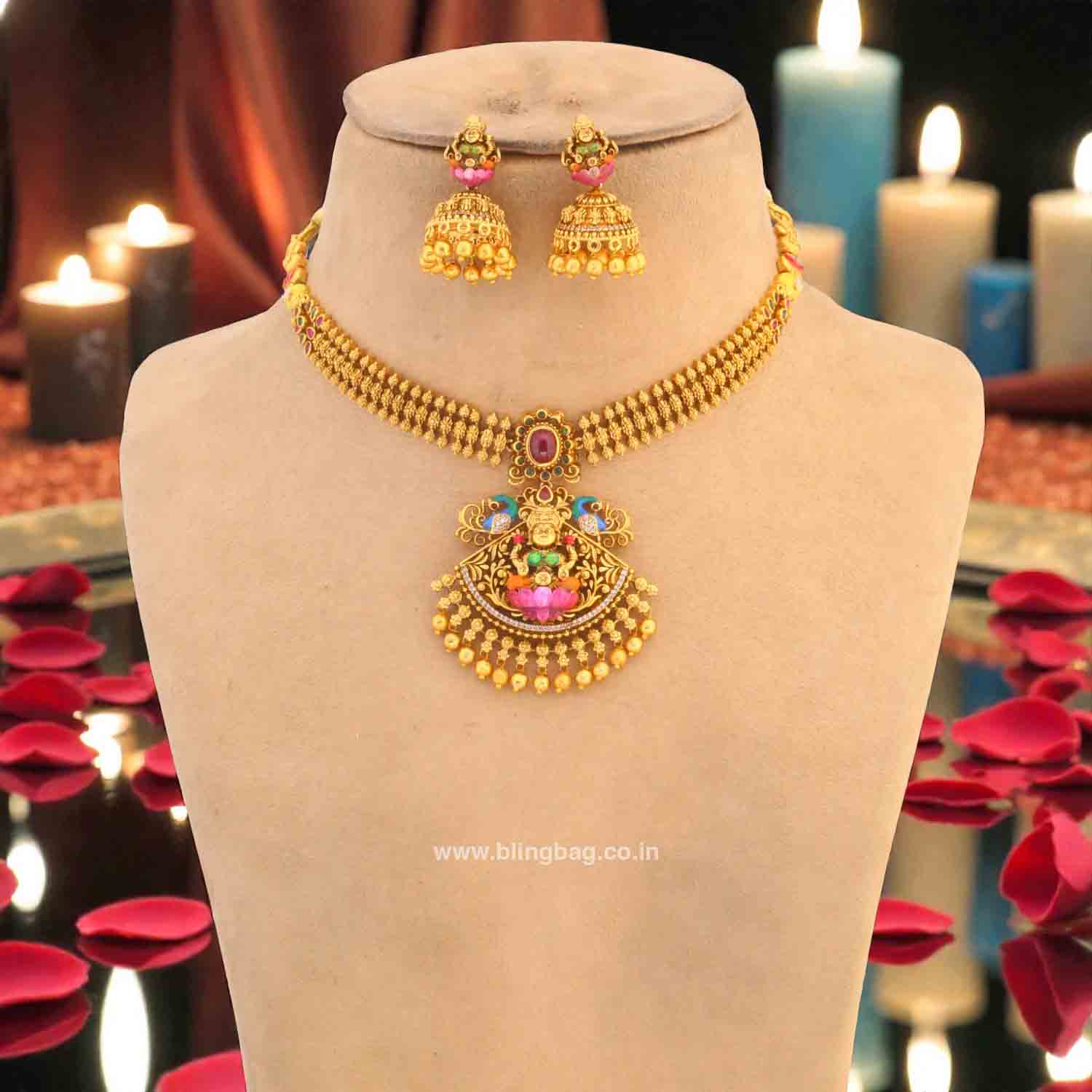 Golden Shreepati Temple Jewellery Set- New Arrivals - Image 3