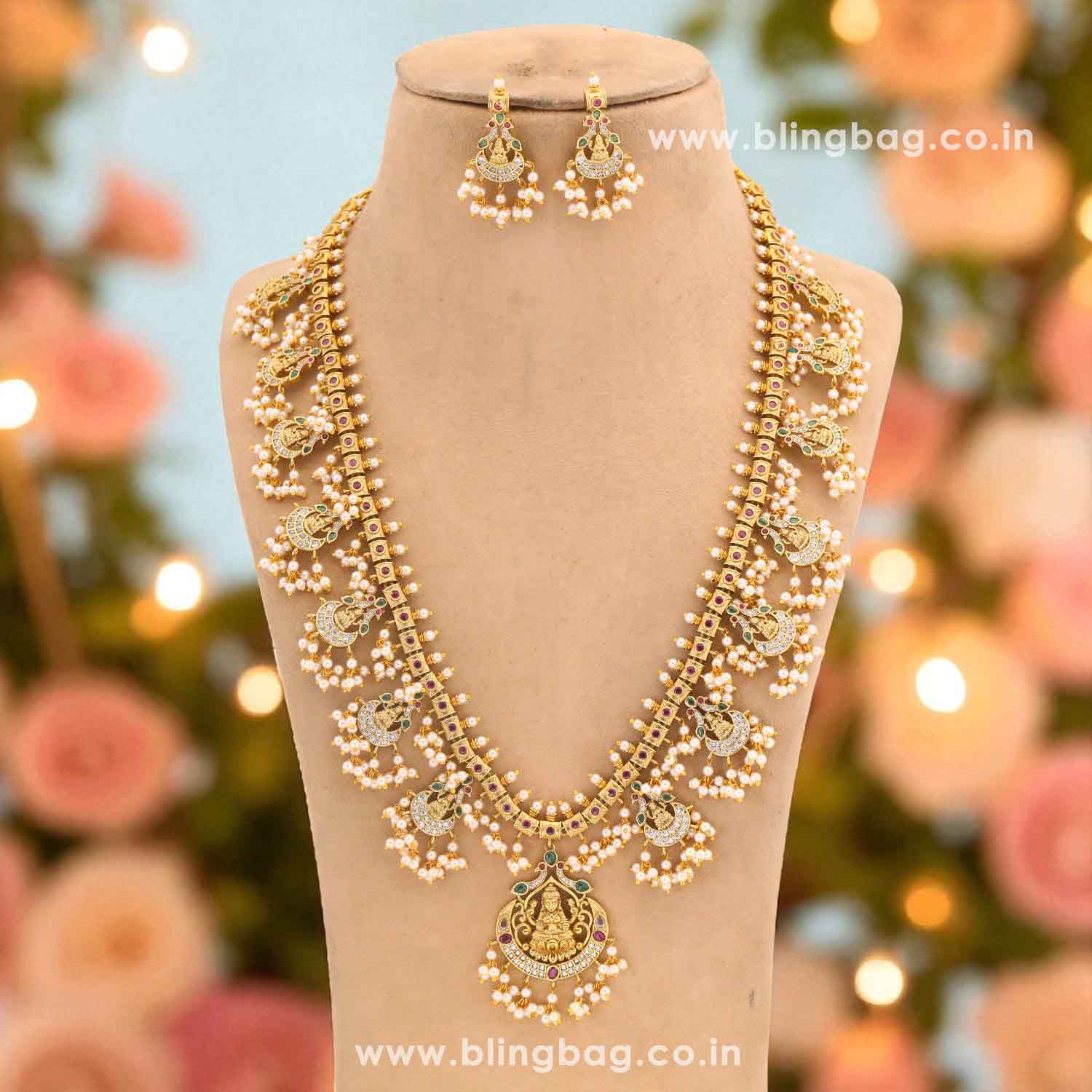 Golden Shresti Temple Jewellery Set- New Arrival - Image 3