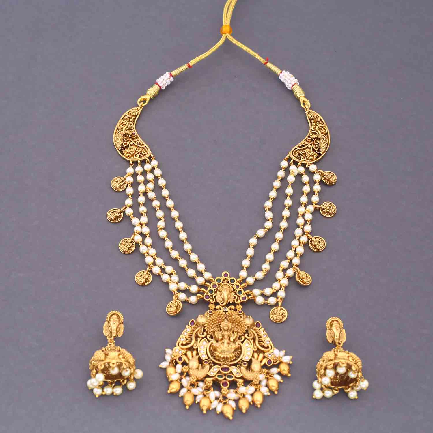 Golden Shringara Temple Jewellery Set - New Arrival - Image 3