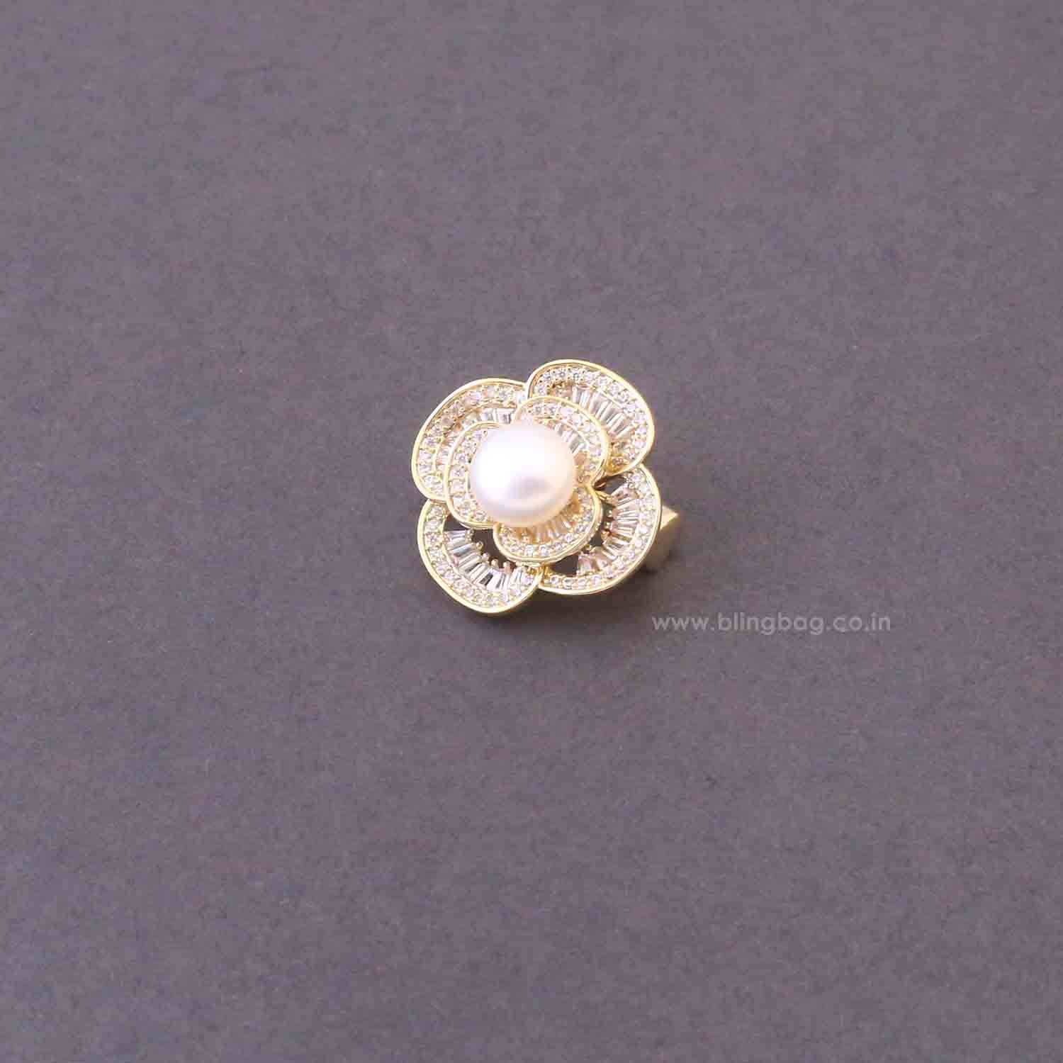 Golden Snowdrop Pearl Brooch - Image 4